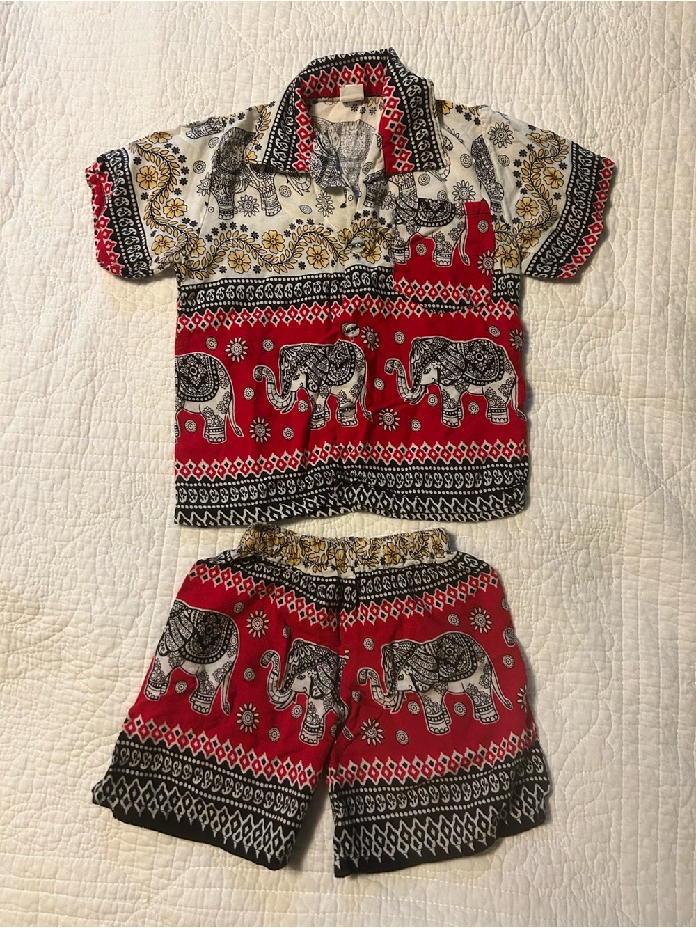 Brand new Kids Red & Cream Elephant Set.Tiger shirt.swim pant Sell together